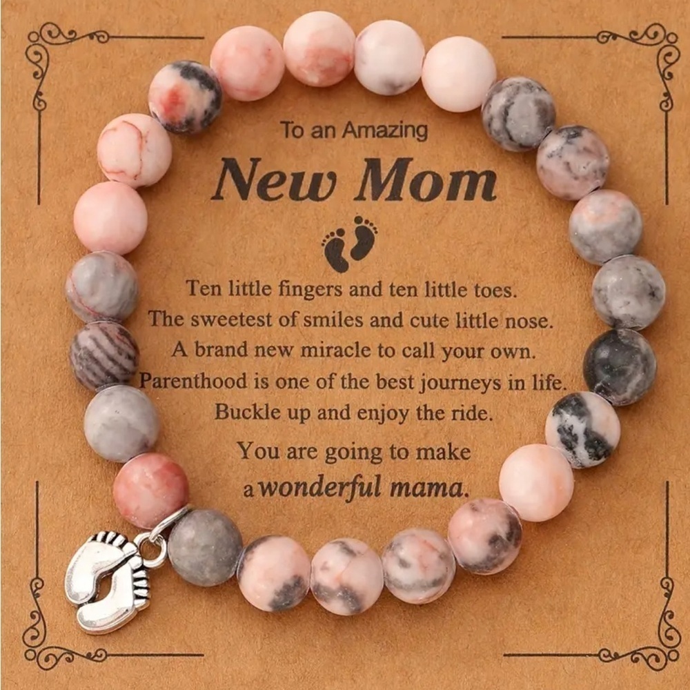 Celebrate Motherhood with Our Natural Stone Beaded Bracelet! CARD INCLUDED!!!